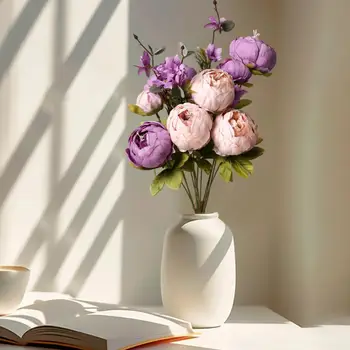 Ярък Имитированный букет божури в европейски стил, трайни Изкуствени цветя, божур с 13 глави, украса на сватбената дома си САМ 