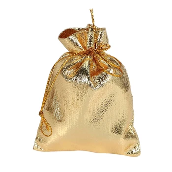100шт Чанта, изработена от органза от златно фолио, Подаръчни опаковки за шоколадови бонбони, Коледен декор, Торбичка за подарък за сватбени партита, Подаръци, Опаковки, торбички, носене на съвсем малък