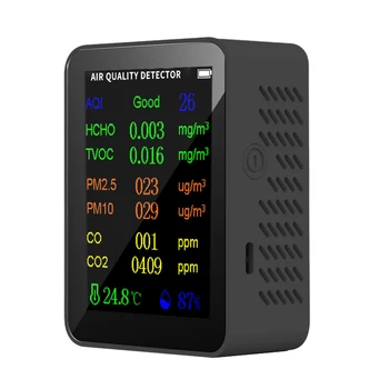 Детектор на качеството на въздуха 10 В 1 ФПЧ2 5 PM10 HCHO AQI Тестер Температура И Влажност на въздуха Цветен TFT Дисплей, а приложение за Управление на Мобилния Телефон на SASHA