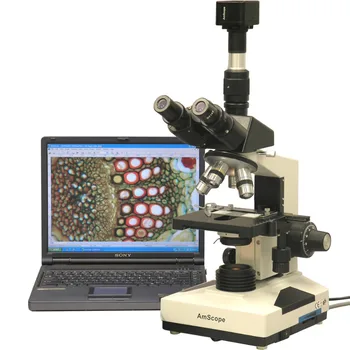 Ветеринарен микроскоп за лабораторни клиника-AmScope доставя ветеринарен тринокулярный микроскоп за лабораторни клиника 40X-2000X с 10-мегапикселова камера