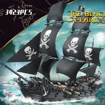Творчески Експертни Идеи Пиратски Кораб Черен Шум Пиратски Кораб Карибско Море DK6001 3423шт Moc Тухли Модел Строителни Блокове Играчки