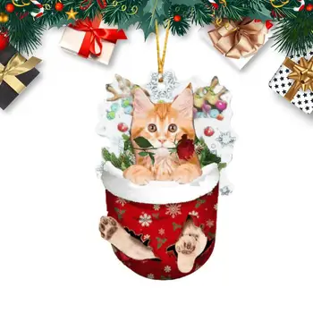 Коледна висулка във формата на котка, Украса за коледното парти, Коледни подаръци, украса, Коледни декорации, Окачени